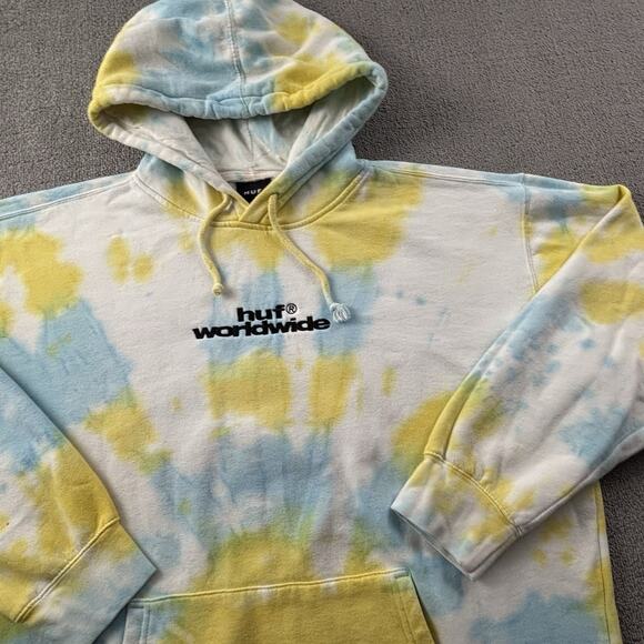 HUF Worldwide Hoodie Adult Extra Large Long Sleeve Tie Dye Casual Sweater Men's - Picture 4 of 14